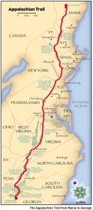Thru-hike map of the Appalachian Trail