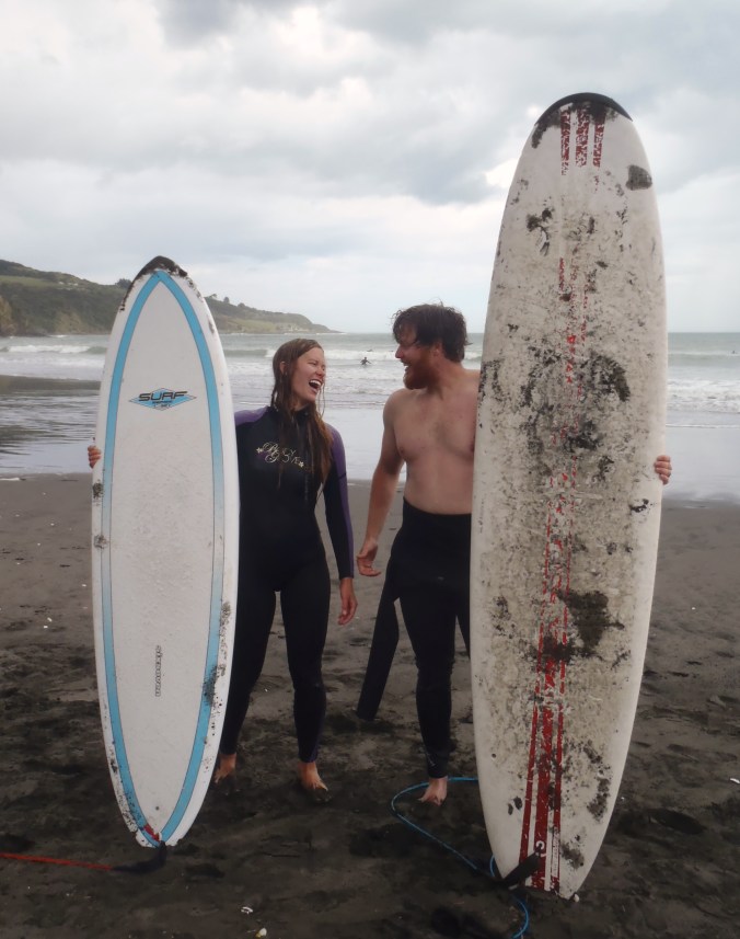 Lindsay and I after a day of "surfing"... or trying