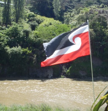 The Mauri Flag flying above the Whanganui River.