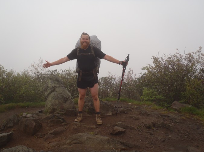 Clay posing on Rocky Bald, one of the famous viewpoints in the Smokies. It was raining.