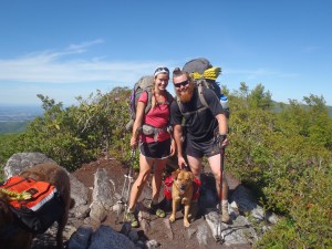 Lindsay, Clay and Hunter on a ridgeline in NC.