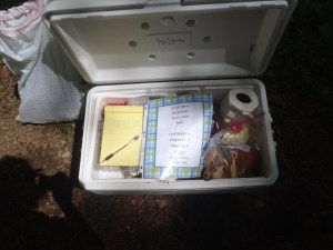 The note and journal left in the trail magic cooler.