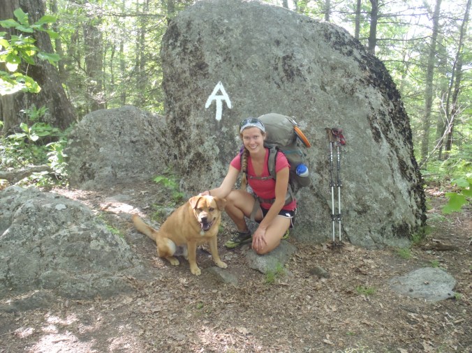 Lindsay and Hunter pose in front of a perfectly placed AT sign somewhere in Virginia.