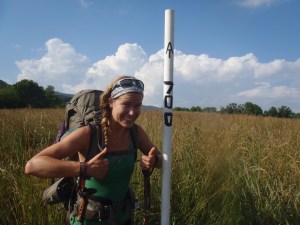 Lindsay celebrating at the 700 mile completed mark!