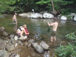 What a bunch of gypsies! Doing laundry and washing up in the creek!