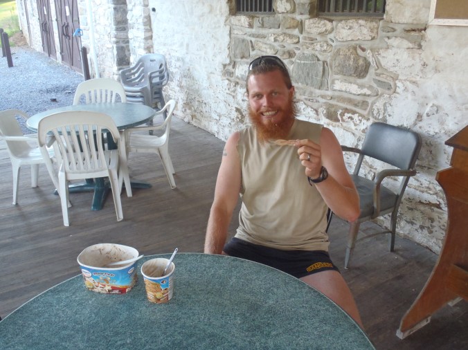 Clay after successfully eating his 1/2 gallon of ice cream in 27 minutes.