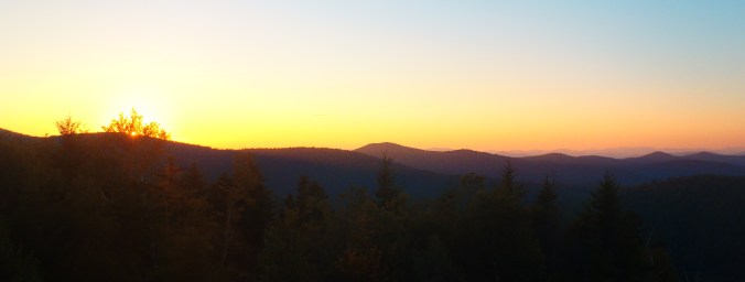 Sunset from the cabin on the northern section of the Vermont Appalachian Trail