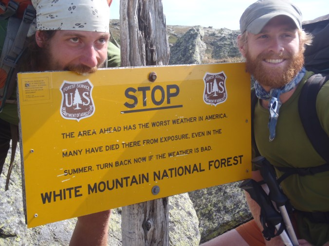 Fern Gully and Sunshine pose on the ascent of Mt Washington... I swear the hike hasn't made us go crazy!
