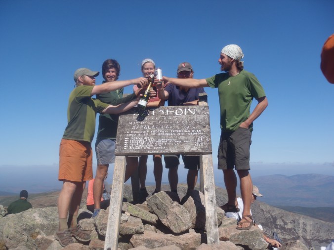 Sunshine, Turtle, Lindsay, Fern Gully and I at the top of Mt Katahdin on September 27th, 2014